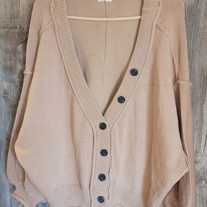 POL Cardigan-Oversized w/Balloon Sleeves in Tan/Wheat, S, NWOT, Staple Buy!!